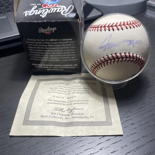 Willie Mays Giants Autographed Official MLB League Baseball -COA Rawlings Box