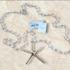 Pearl Beaded Necklace Starfish Pendant Beach Sea Life Silver Ball/Bead Lobster