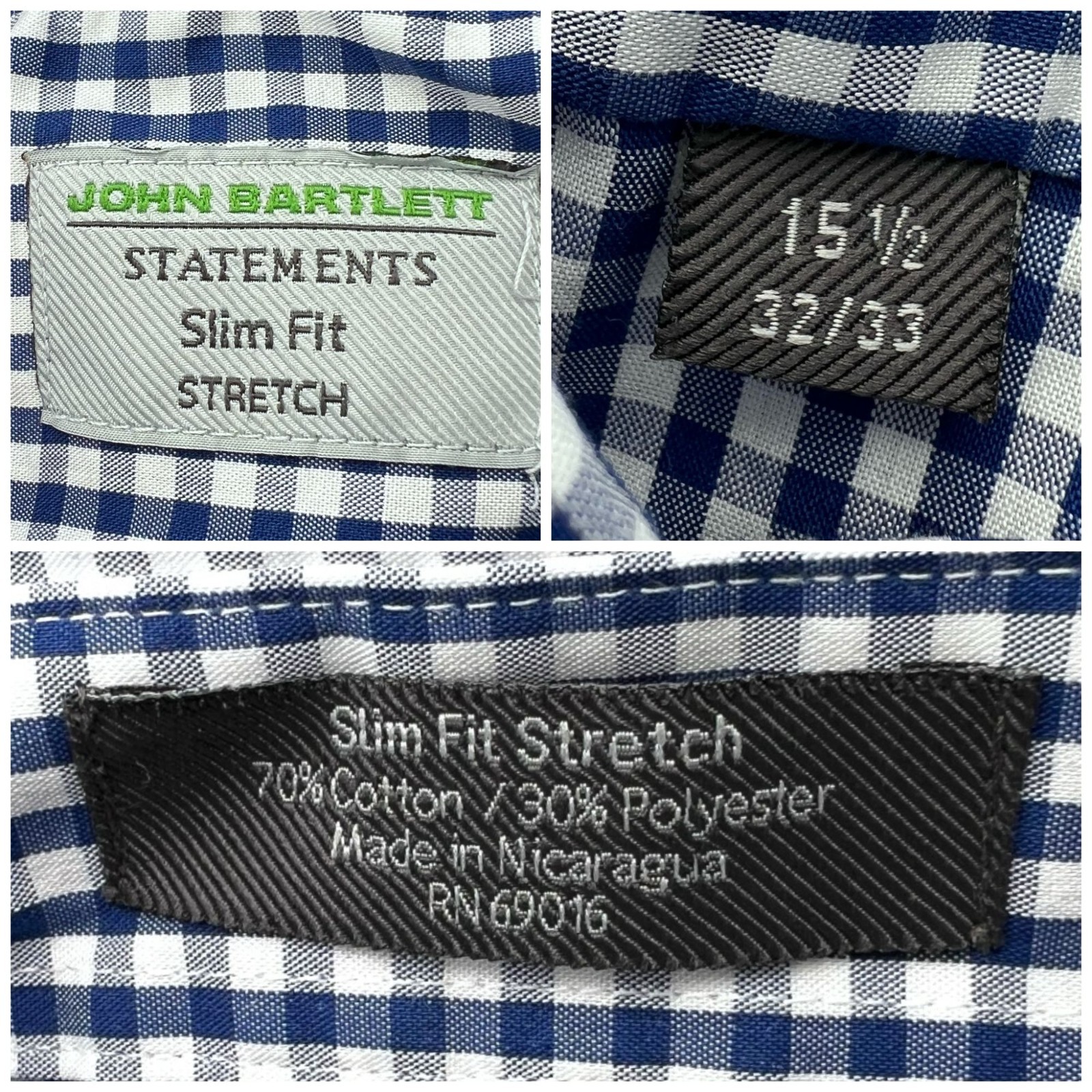 John Bartlett Statements Slim Fit Gingham Stretch… - image 3