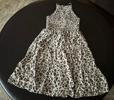 American Eagle Outfitters XS Smocked Halter Neck Tiered Cheetah Print Dress EUC