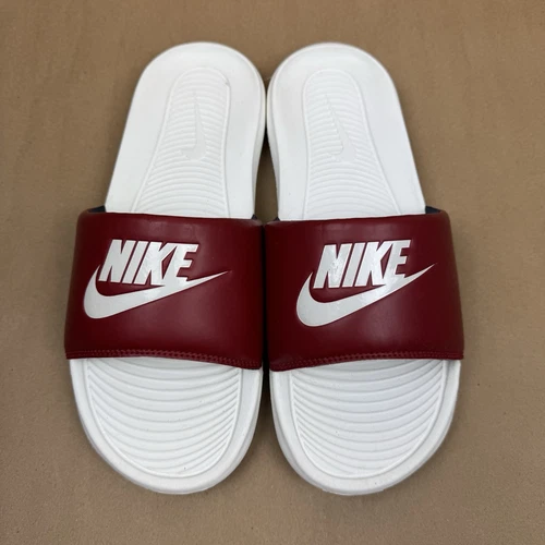 Nike Victori One Uomo Slides Rosso Bianco Sandali Palestra Rosso Scarpe CN9675 601 Taglia 8