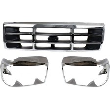 Grille Assembly Headlight Door Kit For 1992-1996 Ford F-150 Bronco Chrome Shell Grille Assembly Headlight Door Kit For 1992-1996 Ford F-150 Bronco Chrome Shell