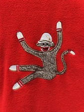 Nick Nora Fleece One Piece Footie Pajamas SOCK MONKEY Adult Small