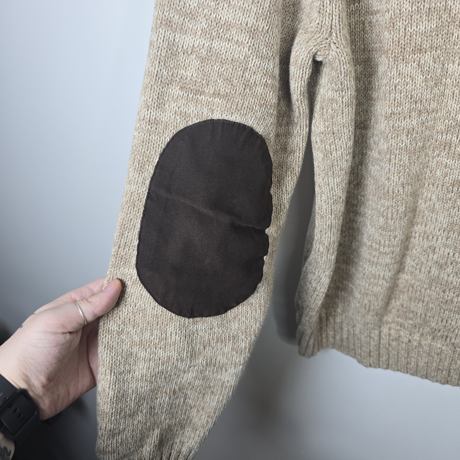 Chaps Sweater Mens Large Button Pullover Elbow Pa… - image 3