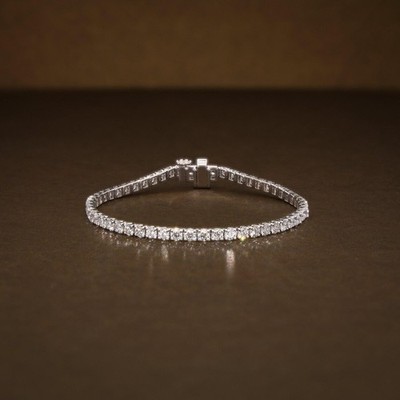 5Ct Round Cut Certified Lab Grown Diamond Women's Tennis Bracelet 14k White Gold