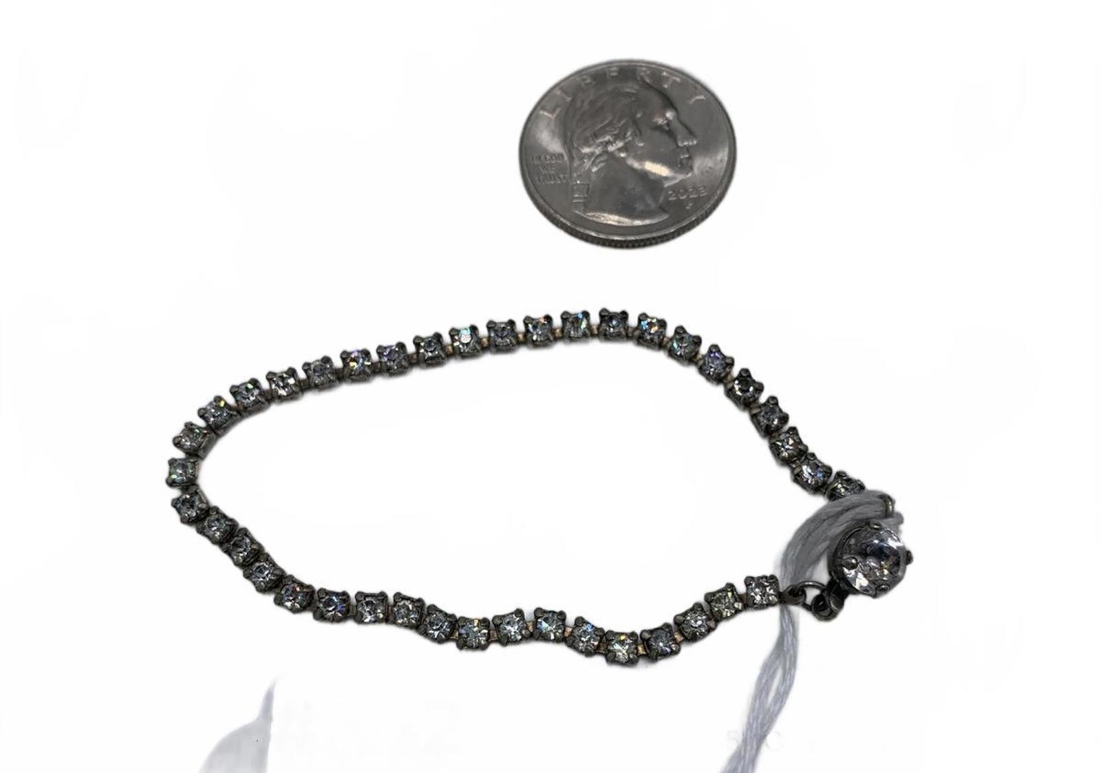 Unsigned Silvertone 3g White Rhinestone Tennis 6.… - image 2