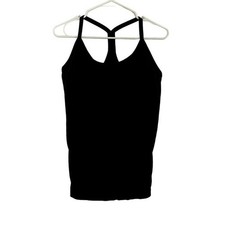 Activewear athleisure black racerback tank top built in bra comfortable classic