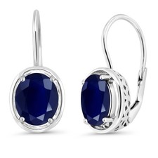 925 Sterling Silver Sapphire Dangle Earrings For Women 5.00 Cttw, Gemstone