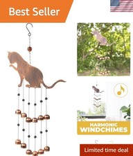 Rust Resistant 25" Cat Wind Chimes - Unique Memorial Gift for Garden Lovers