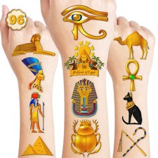 96PCS Egyptian Temporary Tattoos for Birthday Party Decor and Kids' Favors