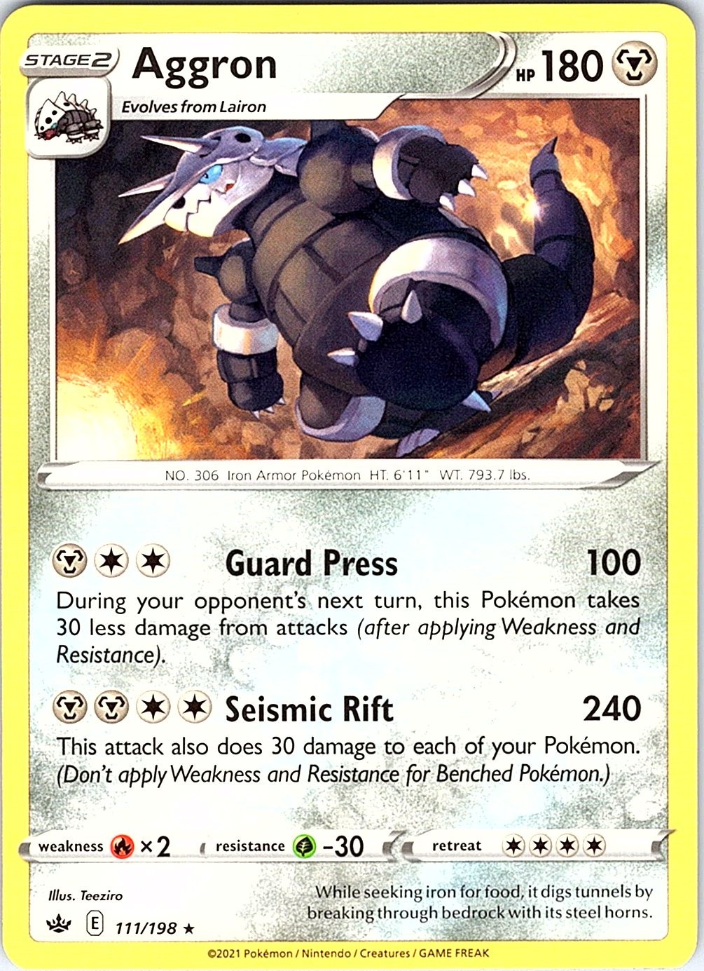 Aggron 111/198 Rare Chilling Reign Pokemon Near Mint BGC2