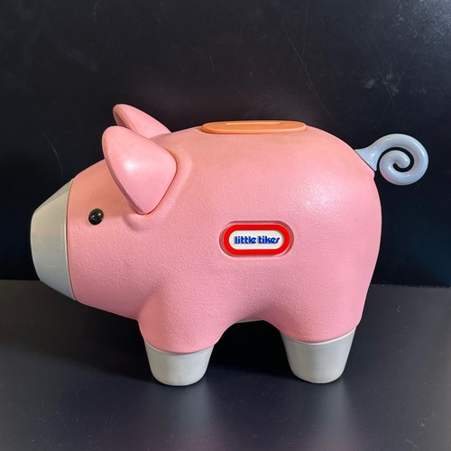 Little Tikes Pink Piggy Bank Vintage Plastic Coin Bank with Twist Off Feet 2001