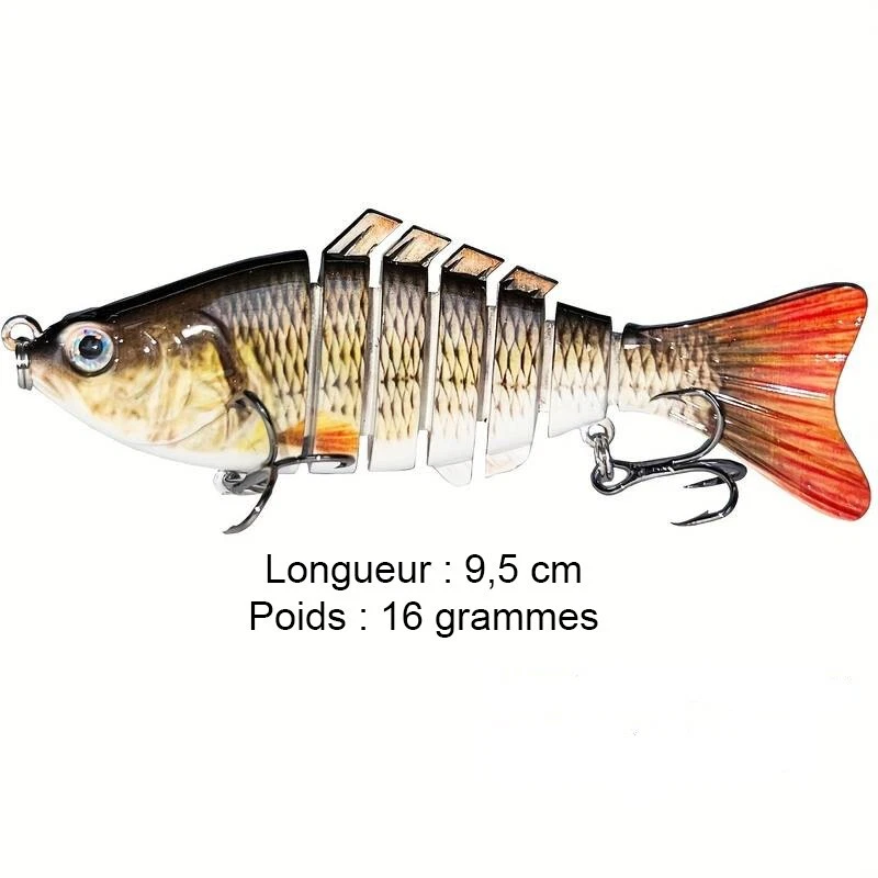 Leurre Articulé  Gardon Rotengle 7 Segments Pêche Carnassier Brochet Sandre - Photo 2/4
