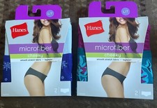  6 HANES Microfiber Cheeky Panties Womens Size 7 Large Underwear Tagless