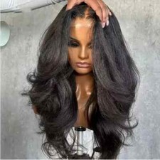 Black Kinky Straight Wigs 360 Full Lace Frontal Wig 200 Density Yaki Hair