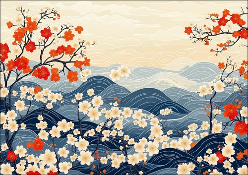 JAPANESE STYLE MOUNTAIN ART -FRAMED WALL ART POSTER PAPER PRINT - Picture 10 of 10