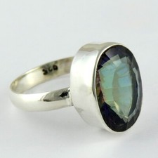 Handmade Mystic Natural Topaz Ring 925 Sterling Silver Unique Gemstone Jewelry