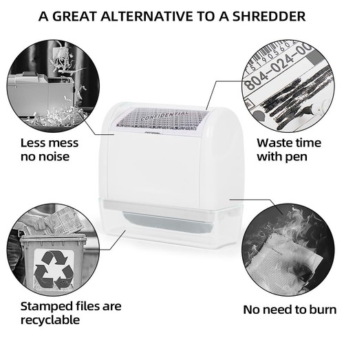Identity Theft Protection Roller Stamp with Refill Ink - Confidential Roller ... - Picture 3 of 6