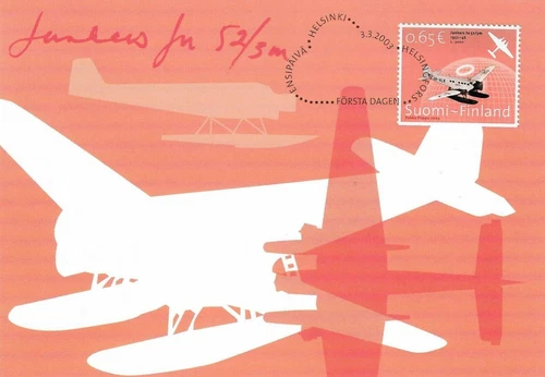 Junkers Ju 52/3m Plane Aviation Aeroplane History Finland Mint FDC Maxi 2003