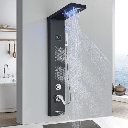 Panel de Ducha Moderna Acero Inoxidable Columna de Hidromasaje Para Baño Con LED - Imagen 266 de 347