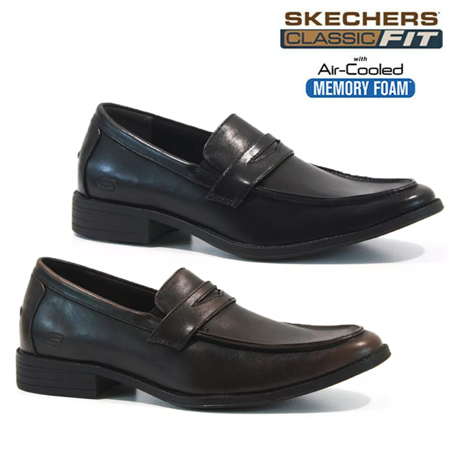 MENS SKECHERS MEMORY FOAM SHOES CLASSIC WALKING FORMAL SMART CASUAL OFFICE SIZE