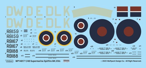 Wolfpack 1/48 Spitfire Mk.XIVc WW2 RAF Fighter Premium Edition Model kit WP14817 - Picture 3 of 9