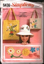 6430 Vintage Simplicity SEWING Pattern Misses 1960s Tote Bag Hat Beach Casual