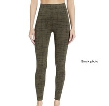 Spanx Look At Me Now Army Green Crosshatch Print Ankle Leggings Size Medium
