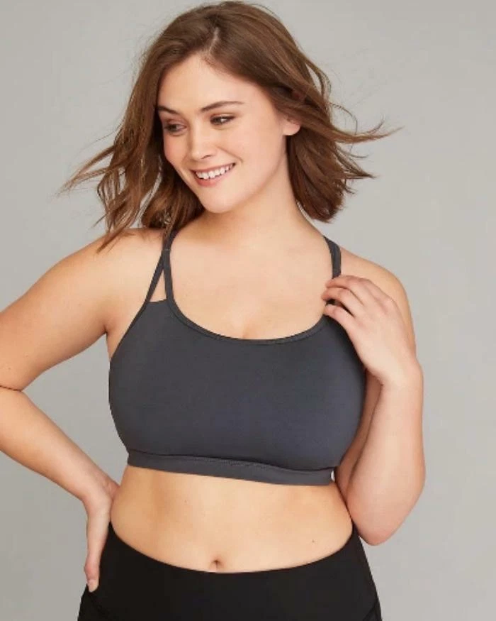 LANE BRYANT Cacique ~ NWT! Plus 18 22 ~ Black STRAPPY Athletic Sports Bra  2X 3X