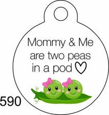 Cute Custom Personalized Pet ID tag for Dog and Cat Round unique Mommy & Me peas