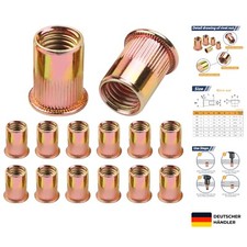 100 Stück Einnietmuttern Kohlenstoffstahl M4 Flachkopf verzinkt für Metallarb...