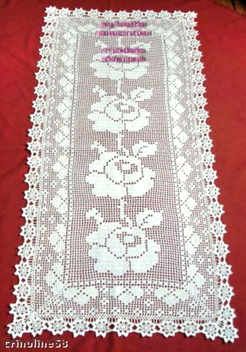 Chemin De Table Rectangulaire Fait Main En Coton écru Ou Blanc - Crochet Artisanal Français (sur Mesure)