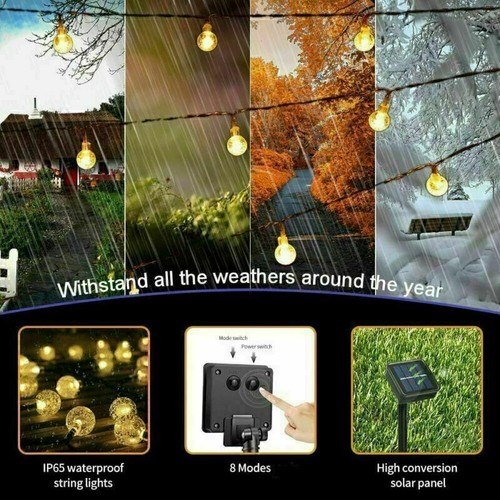 Solar Lichterkette Kugel Beleuchtung 100LED12Meter Garten Party Innen Außen Deko - Bild 11 von 15