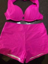 Venus Fuchsia Marilyn Push up U/W Bikini Top A  Swim Shorts Bottoms 4 EUC