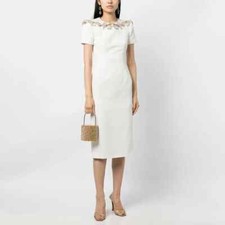 Short Evening Party Dresses Crystal O Neck Sheath/Column Evening Gowns Tea