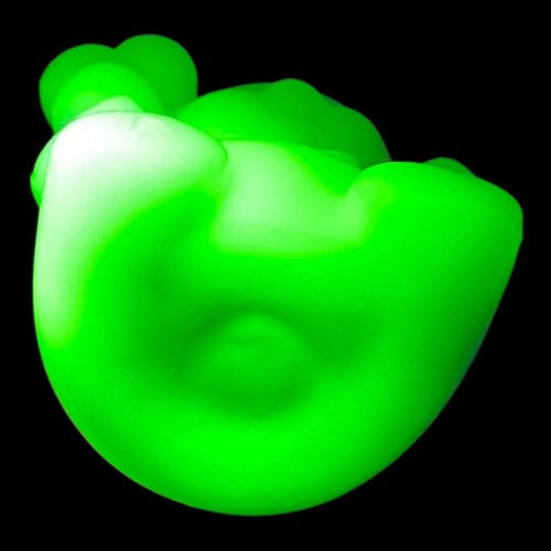 Uranium Glass Boyd Patrick Bear In Pacifica Green, made 11/09/1997 Glows - Picture 6 of 11