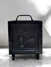 PORTA LEGNA A CARRELLO IN FERRO BATTUTO 42x37x72h cm MADE IN ITALY GRIGIO O RAME