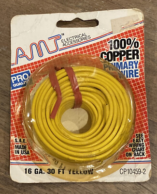 AMT 100% Copper Primary Wire - 16 GA, 30 ft Yellow