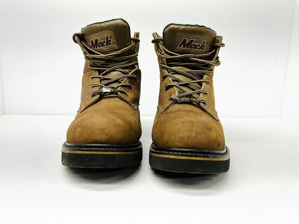 Botas de trabajo Mack para hombre 12 puntera de acero cuero marrón resistente al aceite con cordones Foto 2 de 4