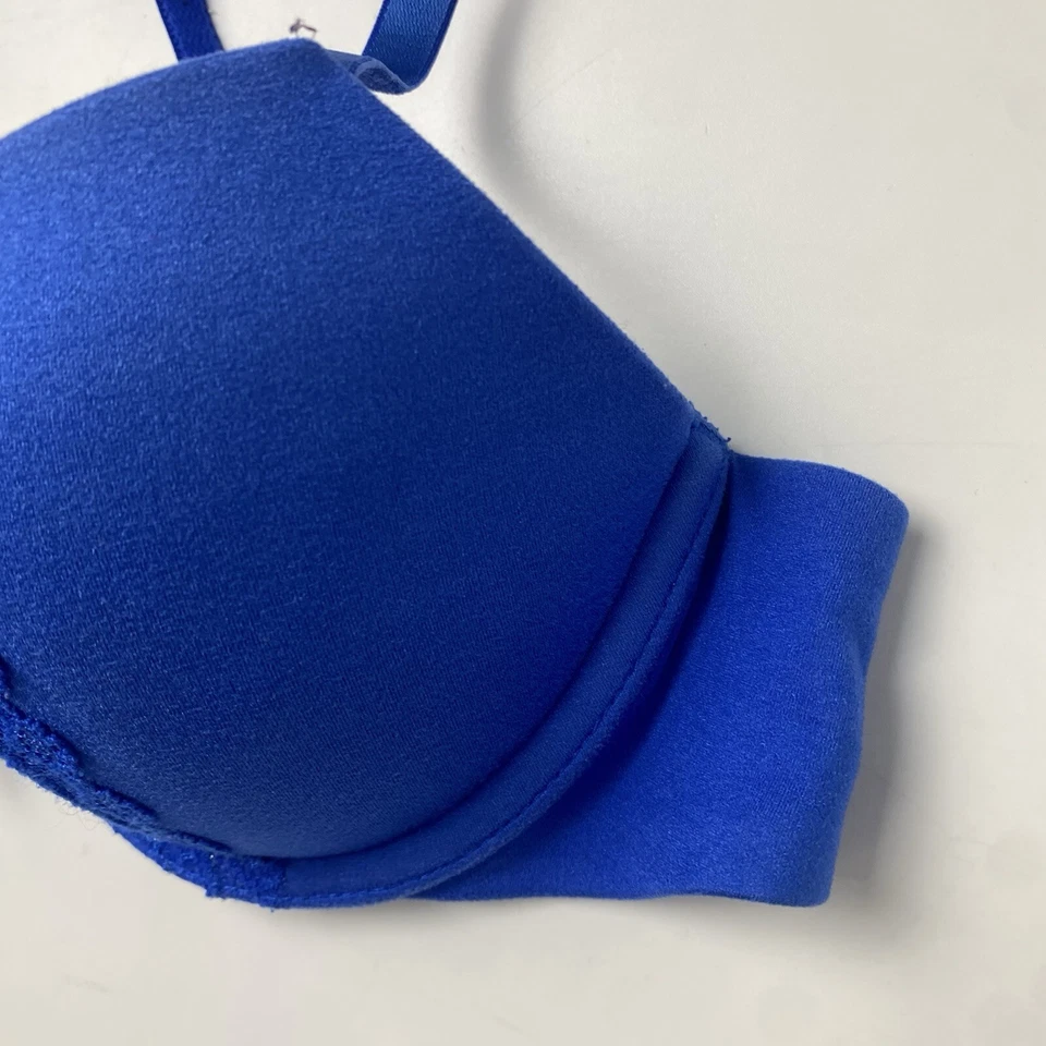 Sujetador push up acolchado azul Aerie Lindsey con aros lazo de encaje talla 32B Foto 4 de 4