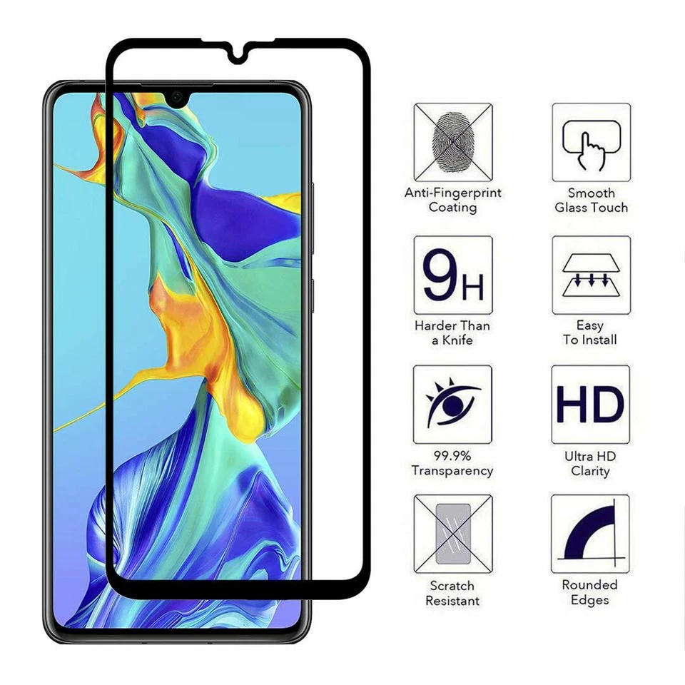 2Pcs FULL COVER  Screen Protector For Huawei P40 Pro P30 Lite P20 Tempered Glass - Image 4 of 4
