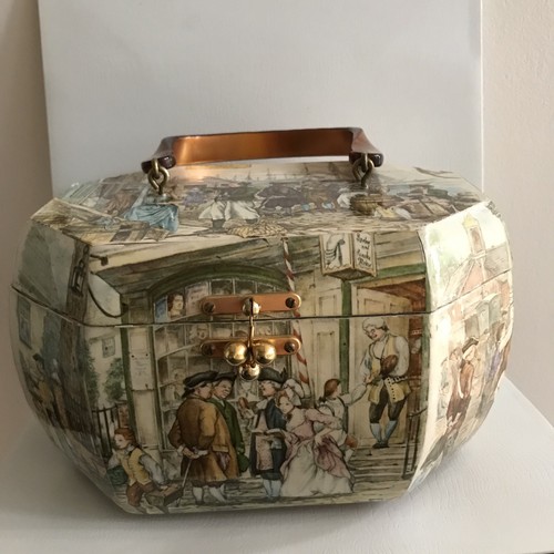 Vintage Decoupage Wood Box Purse Bakelite Handle S Tan / Anton Pieck Style eBay