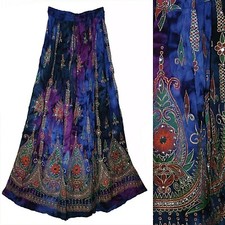 Plus Size XL To 2X Indian Ethnic Sequin Maxi Long Skirt For Women Boho Hippie Vt