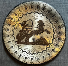 Vintage Egyptian Copper Handmade Plate Ramses Horse + Chariot + Map on Back
