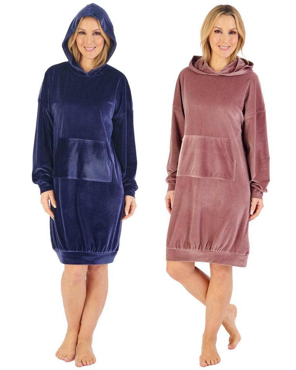 Gaspe Velour Nightie Ladies Lounge Stripe 38