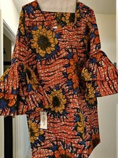 American designed short double ruffles sleeves dress- made with African prints