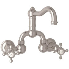 Rohl A1418XMSTN-2 4 Acqui 1.2 GPM Wall Mounted Widespread Bridge Bathroom Fauce