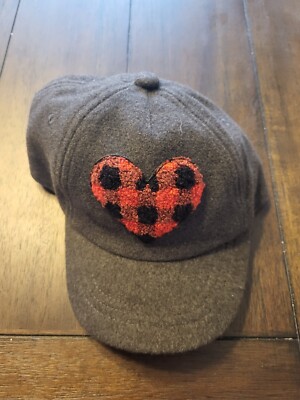 Cat & Jack Kids Toddler Gray Red Buffalo Plaid Heart Hat B82