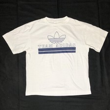 Vintage Team adidas White Single Stitch 50-50 Trefoil Firebird Logo T-Shirt L