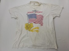 Desert Storm American Flag & Ribbon Vintage Tee Shirt XXL MADE IN USA